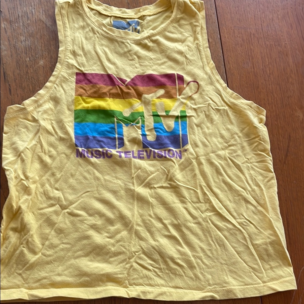 MTV Yellow Tank Top with Rainbow Logo
